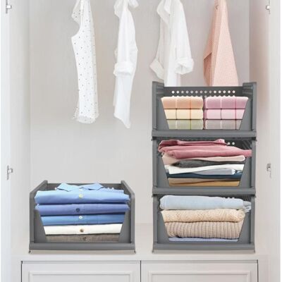 SUPFINE Lot de 4 Organisateur de Tiroir Vetement Placard Rangement Boite Rangement Armoire Vetement Pliable Empilable 335*43*72cm Gris - Publicité SUPFINE Lot de 4 Organisateur de Tiroir Vetement Placard Rangement Boite Rangement Armoire Vetement Pliable Empilable 335*43*72cm Gris - Publicité