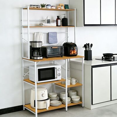 BLIVEM - B.LIVEM Étagère de Cuisine Étagère pour Machine à Café 6 Étagères pour Four à Micro-Ondes 40 x 80 x 167 cm Couleur Bois - Publicité BLIVEM - B.LIVEM Étagère de Cuisine Étagère pour Machine à Café 6 Étagères pour Four à Micro-Ondes 40 x 80 x 167 cm Couleur Bois - Publicité