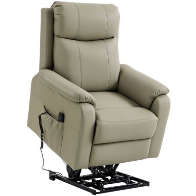 Fauteuil releveur électrique - HOMCOM - double moteur dossier inclinable roulettes - revêtement synthétique - 87x96x105cm - crème Blanc - Publicité Fauteuil releveur électrique - HOMCOM - double moteur dossier inclinable roulettes - revêtement synthétique - 87x96x105cm - crème Blanc - Publicité