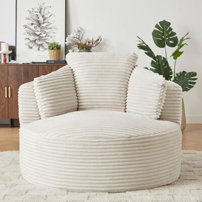 PAGE LIVING Fauteuil - Rond velours côtelé compressible - 1 place - Mousse haute densité & ressorts ensachés - Livré compressé Beige - Publicité PAGE LIVING Fauteuil - Rond velours côtelé compressible - 1 place - Mousse haute densité & ressorts ensachés - Livré compressé Beige - Publicité