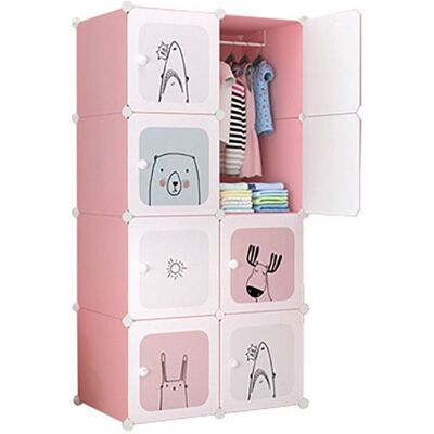 SALUTMEUBLE Penderie enfant- Armoire de rangement pour enfant - Pliant - en Plastique - 4 niveaux8 compartiments rose Rose - Publicité SALUTMEUBLE Penderie enfant- Armoire de rangement pour enfant - Pliant - en Plastique - 4 niveaux8 compartiments rose Rose - Publicité