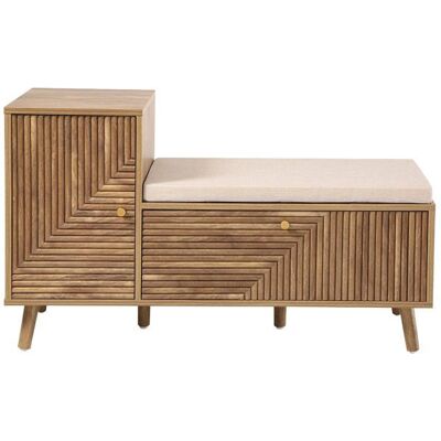 CALICOSY - Banc à chaussures 2 portes façades lamellées L101 cm - EDEN - Bois clair Beige - Publicité CALICOSY - Banc à chaussures 2 portes façades lamellées L101 cm - EDEN - Bois clair Beige - Publicité