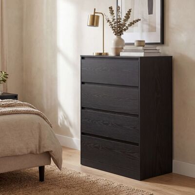 VASAGLE Commode de chambre 4 Tiroirs 40 x 60 x 974 cm Style Moderne Noir Noir - Publicité VASAGLE Commode de chambre 4 Tiroirs 40 x 60 x 974 cm Style Moderne Noir Noir - Publicité