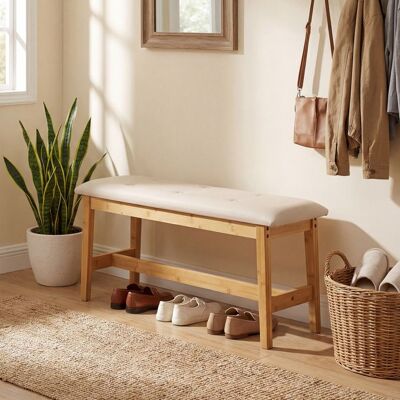 Banquette Capitonnée COSTWAY - Banc Bout de lit Classique Chic Mousse Élastique - bois pour Chambre à Coucher Entrée Salon Marron - Publicité Banquette Capitonnée COSTWAY - Banc Bout de lit Classique Chic Mousse Élastique - bois pour Chambre à Coucher Entrée Salon Marron - Publicité