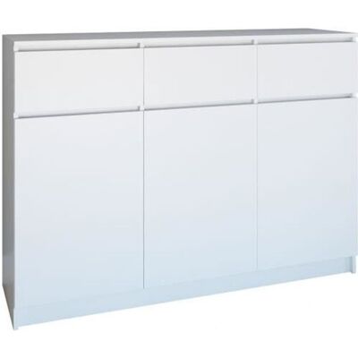 HUCOCO Parme Commode - 3 Portes, 3 Tiroirs, Blanc - Meuble de rangement - Publicité HUCOCO Parme Commode - 3 Portes, 3 Tiroirs, Blanc - Meuble de rangement - Publicité