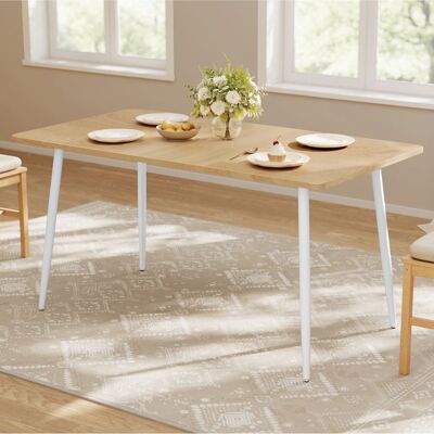 VASAGLE Table à Manger pour 4-6 Personnes Style Ferme Surface Résistante à la Chaleur 75 x 140 x 75 cm Doré Chêne et Blanc Nuage Blanc - Publicité VASAGLE Table à Manger pour 4-6 Personnes Style Ferme Surface Résistante à la Chaleur 75 x 140 x 75 cm Doré Chêne et Blanc Nuage Blanc - Publicité
