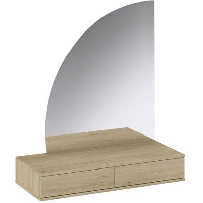 VENTE-UNIQUE Coiffeuse suspendue avec miroir à LEDs - 2 tiroirs – Coloris : Naturel clair - JINEZA Beige - Publicité VENTE-UNIQUE Coiffeuse suspendue avec miroir à LEDs - 2 tiroirs – Coloris : Naturel clair - JINEZA Beige - Publicité