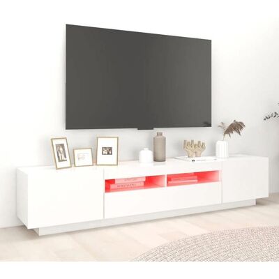 VIDAXL Meuble TV - Table TV - avec éclairage LED - blanc - 200x35x40 cm M4266 Blanc - Publicité VIDAXL Meuble TV - Table TV - avec éclairage LED - blanc - 200x35x40 cm M4266 Blanc - Publicité