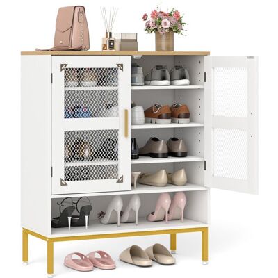 GIANTEX Meubles à Chaussures à 2 Portes Étagères Réglables Armoire de Rangement à 5 Niveaux Pieds en Métal 70x35x93 cm Blanc Blanc - Publicité GIANTEX Meubles à Chaussures à 2 Portes Étagères Réglables Armoire de Rangement à 5 Niveaux Pieds en Métal 70x35x93 cm Blanc Blanc - Publicité