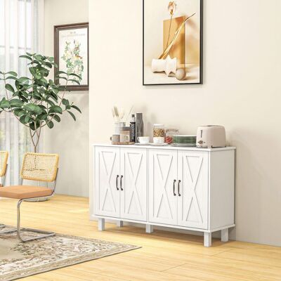 Generic Meuble de rangement buffet bas 4 portes avec étagères réglables en hauteur style campagne longueur 120 cm blanc Blanc - Publicité Generic Meuble de rangement buffet bas 4 portes avec étagères réglables en hauteur style campagne longueur 120 cm blanc Blanc - Publicité