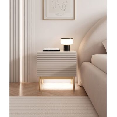 SELSEY Table de chevet avec LED - LINEARIS - 46 cm - gris cachemire Gris - Publicité SELSEY Table de chevet avec LED - LINEARIS - 46 cm - gris cachemire Gris - Publicité