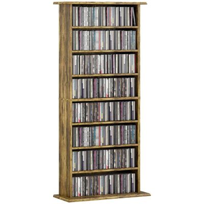 Rangements pour CD et DVD - HOMCOM - 8 compartiments et 6 étagères réglables - capacité max. 360 CD/185 DVD et Blu-ray - marron Marron - Publicité Rangements pour CD et DVD - HOMCOM - 8 compartiments et 6 étagères réglables - capacité max. 360 CD/185 DVD et Blu-ray - marron Marron - Publicité