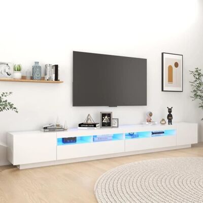 OVONNI 779Prime- Meuble TV avec lumières LED Table console Pour TV Contemporain - Blanc 300x35x40 cm - 300 x 35 x 40 cm Blanc - Publicité OVONNI 779Prime- Meuble TV avec lumières LED Table console Pour TV Contemporain - Blanc 300x35x40 cm - 300 x 35 x 40 cm Blanc - Publicité