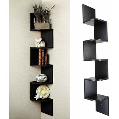 Étagère dangle murale à 5 niveaux en bois MDF noir INSMA Noir - Publicité Étagère dangle murale à 5 niveaux en bois MDF noir INSMA Noir - Publicité