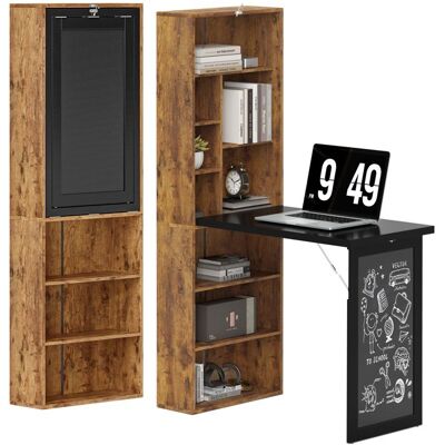 Bureau avec rangement - HOMCOM - pliable - bibliothèque poste de travail tableau noir étagère réglable - MDF - 98x51x153cm - marron Noir - Publicité Bureau avec rangement - HOMCOM - pliable - bibliothèque poste de travail tableau noir étagère réglable - MDF - 98x51x153cm - marron Noir - Publicité