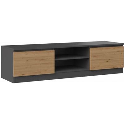 Topeshop Tivoli - Meuble TV Moderne - 140x40x36cm - 2 Niches + 2 Portes - Rangement Audio/Video - Publicité Topeshop Tivoli - Meuble TV Moderne - 140x40x36cm - 2 Niches + 2 Portes - Rangement Audio/Video - Publicité