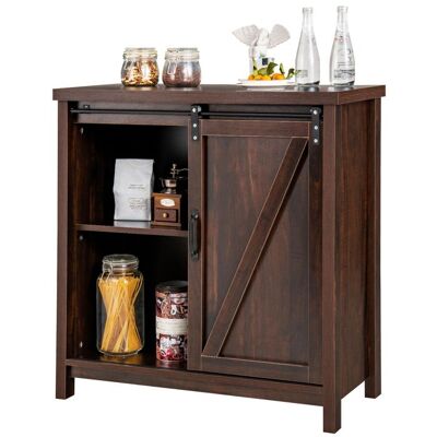 GIANTEX Buffet dAppoint avec 4 Compartiments Porte Coulissante 4 Pieds Antidérapants pour Cuisine Entrée Chambre Marron Marron - Publicité GIANTEX Buffet dAppoint avec 4 Compartiments Porte Coulissante 4 Pieds Antidérapants pour Cuisine Entrée Chambre Marron Marron - Publicité