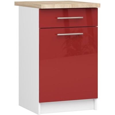 Meuble de cuisine bas AKORD S50 OLIWIA modulable Blanc 50 cm 1 porte 1 tiroir façade Rouge Brillante 2 étagères 50x46x85 cm Blanc - Publicité Meuble de cuisine bas AKORD S50 OLIWIA modulable Blanc 50 cm 1 porte 1 tiroir façade Rouge Brillante 2 étagères 50x46x85 cm Blanc - Publicité