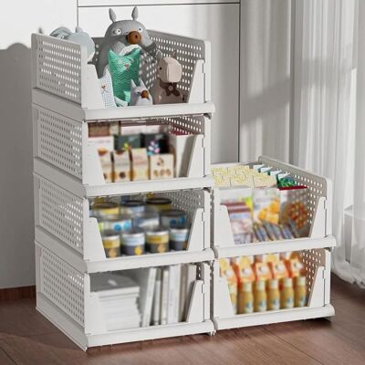 JEOBEST Lot de 4 de Boite Rangement Pliable Coulissant Organisateur Empilable Tiroir pour Armoire Placard Cuisine Salle de Bains Blanc - Publicité JEOBEST Lot de 4 de Boite Rangement Pliable Coulissant Organisateur Empilable Tiroir pour Armoire Placard Cuisine Salle de Bains Blanc - Publicité