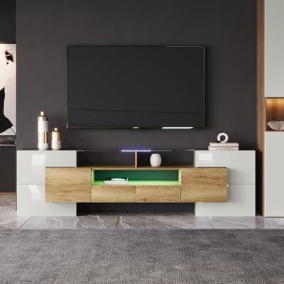 Lemonbest Meuble TV Élégant Brillant de 200 cm avec éclairage LED Surface en Verre avec 6 Portes 2 tiroirs et 3 Compartiments Bois Marron - Publicité Lemonbest Meuble TV Élégant Brillant de 200 cm avec éclairage LED Surface en Verre avec 6 Portes 2 tiroirs et 3 Compartiments Bois Marron - Publicité