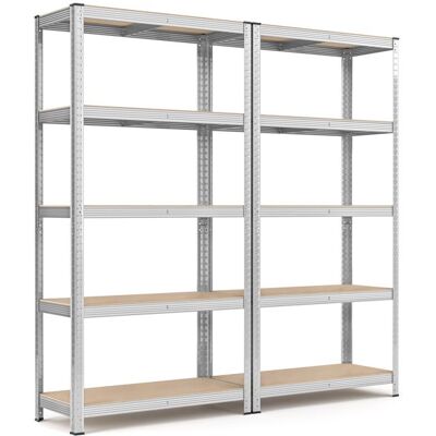 SONGMICS Étagère à 5 niveaux lot de 2 180 x 90 x 40 cm charge totale 875 kg (175 kg/niveau) pour garage Argent Blanc - Publicité SONGMICS Étagère à 5 niveaux lot de 2 180 x 90 x 40 cm charge totale 875 kg (175 kg/niveau) pour garage Argent Blanc - Publicité