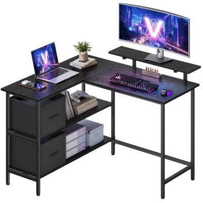 VASAGLE Bureau dOrdinateur en Forme de L 2 Tiroirs Spacieux Support de Moniteur Étagère Réglable 115 x 105 cm Noir Boisé Noir - Publicité VASAGLE Bureau dOrdinateur en Forme de L 2 Tiroirs Spacieux Support de Moniteur Étagère Réglable 115 x 105 cm Noir Boisé Noir - Publicité