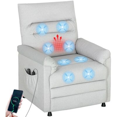 Fauteuil relax électrique - HOMCOM - massant et chauffant - dossier inclinable et repose-pieds - velours - 82x99x106cm - gris clair Gris - Publicité Fauteuil relax électrique - HOMCOM - massant et chauffant - dossier inclinable et repose-pieds - velours - 82x99x106cm - gris clair Gris - Publicité