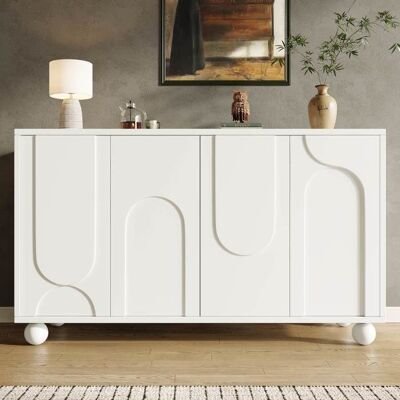LEMONBEST Buffet en bois moderne avec étagères réglables et rangement 120 x 35 x 71 cm Conception anti-basculement meuble de salon Blanc Blanc - Publicité LEMONBEST Buffet en bois moderne avec étagères réglables et rangement 120 x 35 x 71 cm Conception anti-basculement meuble de salon Blanc Blanc - Publicité