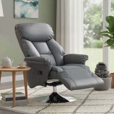 Generic Fauteuil de relaxation inclinable pivotant repose-pied réglable jusquà 120 kg pour salon chambre home cinéma gris Gris - Publicité Generic Fauteuil de relaxation inclinable pivotant repose-pied réglable jusquà 120 kg pour salon chambre home cinéma gris Gris - Publicité