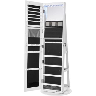 SONGMICS Armoire à Bijoux avec Miroir sur Pieds Verrouillable avec 6 LED Pivotant 360° 3 Étagères Surface en Blanc Doublure en Noir Blanc - Publicité SONGMICS Armoire à Bijoux avec Miroir sur Pieds Verrouillable avec 6 LED Pivotant 360° 3 Étagères Surface en Blanc Doublure en Noir Blanc - Publicité