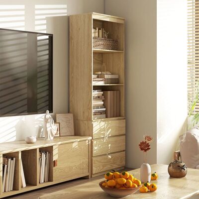 Generic Bibliothèque haute de 180 cm avec 3 étagères et 3 tiroirs dim. 60L x 35l x 180H cm Panneaux Particules effet bois Marron - Publicité Generic Bibliothèque haute de 180 cm avec 3 étagères et 3 tiroirs dim. 60L x 35l x 180H cm Panneaux Particules effet bois Marron - Publicité