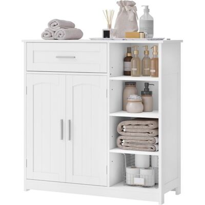 Meuble Salle de Bain Rangement - EUGAD Buffet avec 2 Portes 1 Tiroir - 80x30x805cm - Blanc Blanc - Publicité Meuble Salle de Bain Rangement - EUGAD Buffet avec 2 Portes 1 Tiroir - 80x30x805cm - Blanc Blanc - Publicité