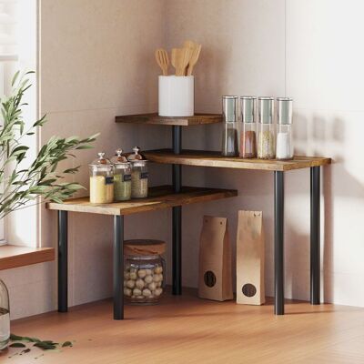 Generic Étagère de cuisine rotative à 3 niveaux étagère dangle cadre en métal 40 x 18 x 365 cm brun rustique Marron - Publicité Generic Étagère de cuisine rotative à 3 niveaux étagère dangle cadre en métal 40 x 18 x 365 cm brun rustique Marron - Publicité