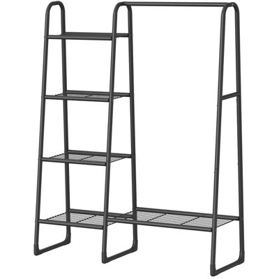 SONGMICS Portemanteau portant à vêtements étendoir avec 5 étagères cadre en métal 40 x 1017 x 1533 cm noir Noir - Publicité SONGMICS Portemanteau portant à vêtements étendoir avec 5 étagères cadre en métal 40 x 1017 x 1533 cm noir Noir - Publicité