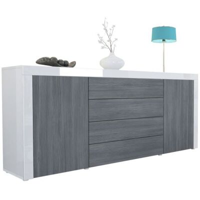 Vladon Buffet commode La Paz en Blanc haute brillance - Avola-Anthracite - Blanc haute brillance Gris - Publicité Vladon Buffet commode La Paz en Blanc haute brillance - Avola-Anthracite - Blanc haute brillance Gris - Publicité