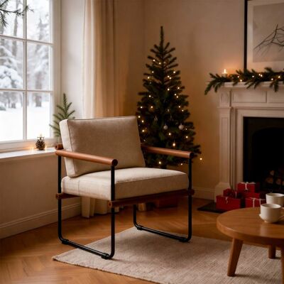 Fauteuil Relax avec coussins-Fauteuil de salon à structure en métal-Résistant aux rayures-pour Salon/Bureau/Chambre-60x60x80cm-Blanc Blanc - Publicité Fauteuil Relax avec coussins-Fauteuil de salon à structure en métal-Résistant aux rayures-pour Salon/Bureau/Chambre-60x60x80cm-Blanc Blanc - Publicité