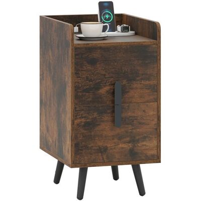 COSTWAY Table de Chevet avec 2 Tiroirs 4 Pieds en Métal Style Moderne Table de Nuit pour Chambre Salon Marron Marron - Publicité COSTWAY Table de Chevet avec 2 Tiroirs 4 Pieds en Métal Style Moderne Table de Nuit pour Chambre Salon Marron Marron - Publicité
