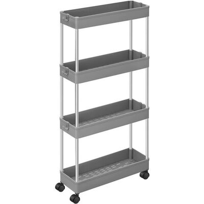 SONGMICS Desserte à roulettes Chariot de Rangement Étagère Roulante 4 Niveaux 40 x 135 x 86 cm Gris KSC008G01 Gris - Publicité SONGMICS Desserte à roulettes Chariot de Rangement Étagère Roulante 4 Niveaux 40 x 135 x 86 cm Gris KSC008G01 Gris - Publicité