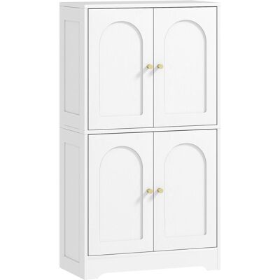 Buffet cuisine - HOMCOM - 4 portes cintrées et 2 étagères réglables - 60 x 30 x 110 cm - panneau de particules - blanc Blanc - Publicité Buffet cuisine - HOMCOM - 4 portes cintrées et 2 étagères réglables - 60 x 30 x 110 cm - panneau de particules - blanc Blanc - Publicité