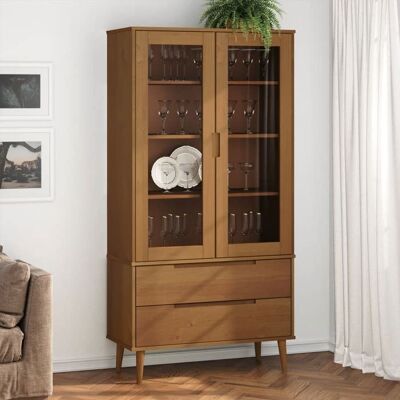 vidaXL Armoire à vitrine MOLDE Marron 90x35x175 cm Bois de pin massif 4013413 Marron - Publicité vidaXL Armoire à vitrine MOLDE Marron 90x35x175 cm Bois de pin massif 4013413 Marron - Publicité