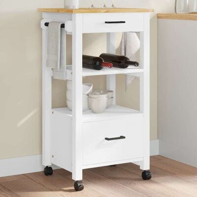 Chariot de cuisine en bois - vidaXL - 48x40x885 cm - Blanc et cire de miel - Bois de pin massif - 2 tiroirs Blanc - Publicité Chariot de cuisine en bois - vidaXL - 48x40x885 cm - Blanc et cire de miel - Bois de pin massif - 2 tiroirs Blanc - Publicité