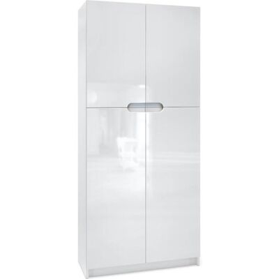 Vladon Armoire de bureau Rangement Logan Corps en Blanc mat Façades en Blanc haute brillance Blanc - Publicité Vladon Armoire de bureau Rangement Logan Corps en Blanc mat Façades en Blanc haute brillance Blanc - Publicité
