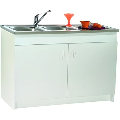 Meuble sous évier SimNF 2 portes 1200 mm Néova Blanc - Publicité Meuble sous évier SimNF 2 portes 1200 mm Néova Blanc - Publicité