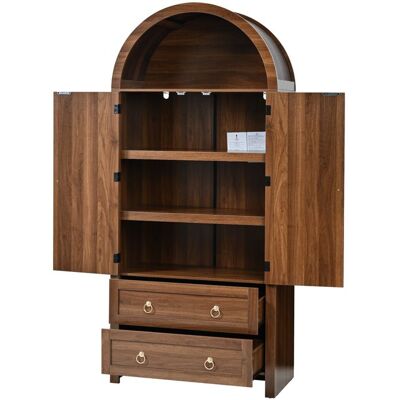 NUMBERWAN Buffet haut arc - armoire de rangement - vitrine - bibliothèque - MDF et rotin - 80x40x180 - marron Marron - Publicité NUMBERWAN Buffet haut arc - armoire de rangement - vitrine - bibliothèque - MDF et rotin - 80x40x180 - marron Marron - Publicité