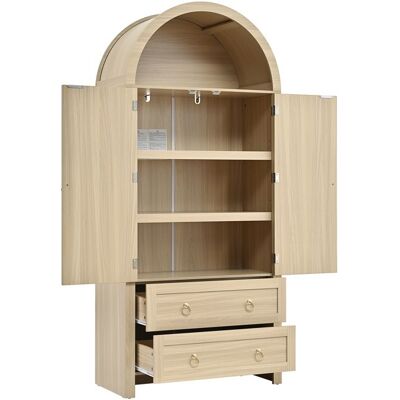 NUMBERWAN Buffet haut arc - armoire de rangement - vitrine - bibliothèque - MDF et rotin - 80x40x180 - naturel Beige - Publicité NUMBERWAN Buffet haut arc - armoire de rangement - vitrine - bibliothèque - MDF et rotin - 80x40x180 - naturel Beige - Publicité