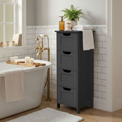 VASAGLE Colonne de Salle de Bain sur Pied avec 4 Tiroirs pour Salle de Bain Salon Salle à Manger Cuisine Style Moderne Noir Noir - Publicité VASAGLE Colonne de Salle de Bain sur Pied avec 4 Tiroirs pour Salle de Bain Salon Salle à Manger Cuisine Style Moderne Noir Noir - Publicité