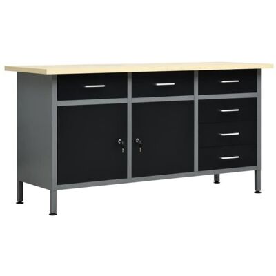 vidaXL Établi Noir 160x60x85 cm Acier Noir - Publicité vidaXL Établi Noir 160x60x85 cm Acier Noir - Publicité