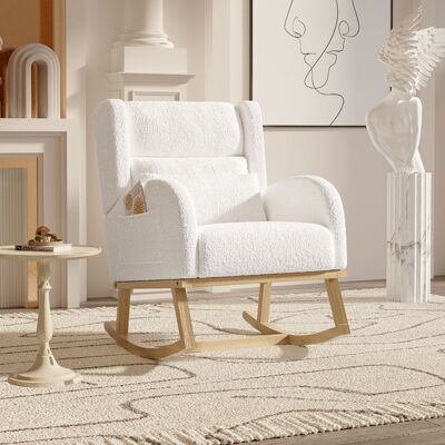 COZIFOME Fauteuil à BasculeRocking ChairChaise a Bascule avec Dossier Haut RembourréFauteuil Salon Relax Décoratif dans Le SalonBlanc Blanc - Publicité COZIFOME Fauteuil à BasculeRocking ChairChaise a Bascule avec Dossier Haut RembourréFauteuil Salon Relax Décoratif dans Le SalonBlanc Blanc - Publicité
