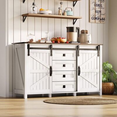Generic Buffet bas 137x40x81.5 cm avec 4 tiroirs Buffet de cuisine avec portes coulissantes Buffet salle a manger en blanc Blanc - Publicité Generic Buffet bas 137x40x81.5 cm avec 4 tiroirs Buffet de cuisine avec portes coulissantes Buffet salle a manger en blanc Blanc - Publicité