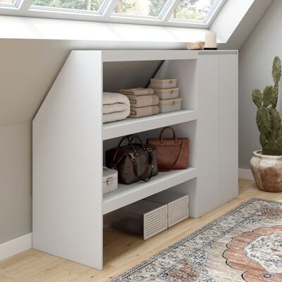 IDMARKET Ensemble étagère 2 niveaux + armoire 2 portes sous pente TOMI blanc Blanc - Publicité IDMARKET Ensemble étagère 2 niveaux + armoire 2 portes sous pente TOMI blanc Blanc - Publicité